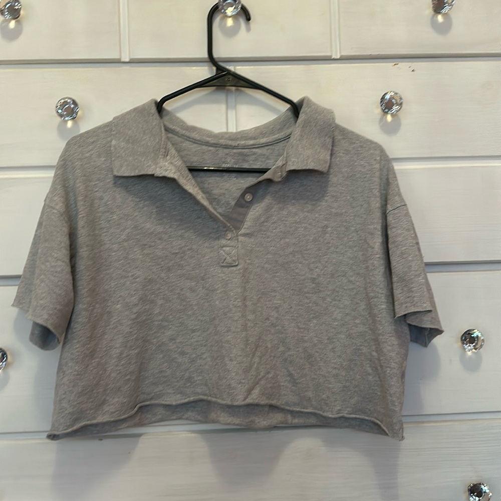 Offline by Aerie Cropped grey polo